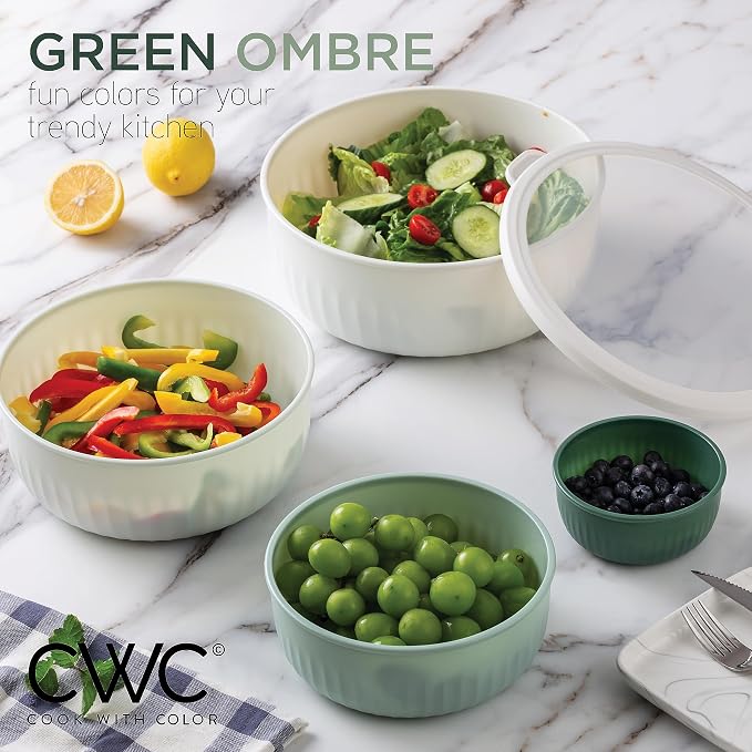 COOK WITH COLOR Prep Bowls with Lids- Wide and Deep Nesting Plastic Small - Image 4