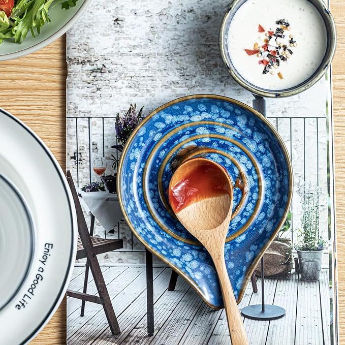 LAUCHUH Spoon Rest for Stove Top, 5” Ceramic Spoon Holder Cooking Utensil - Image 7