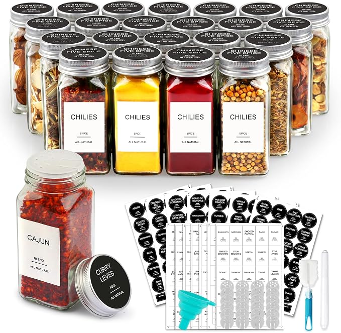 AISIPRIN 24 Pcs Glass Spice Jars by AISIPRIN