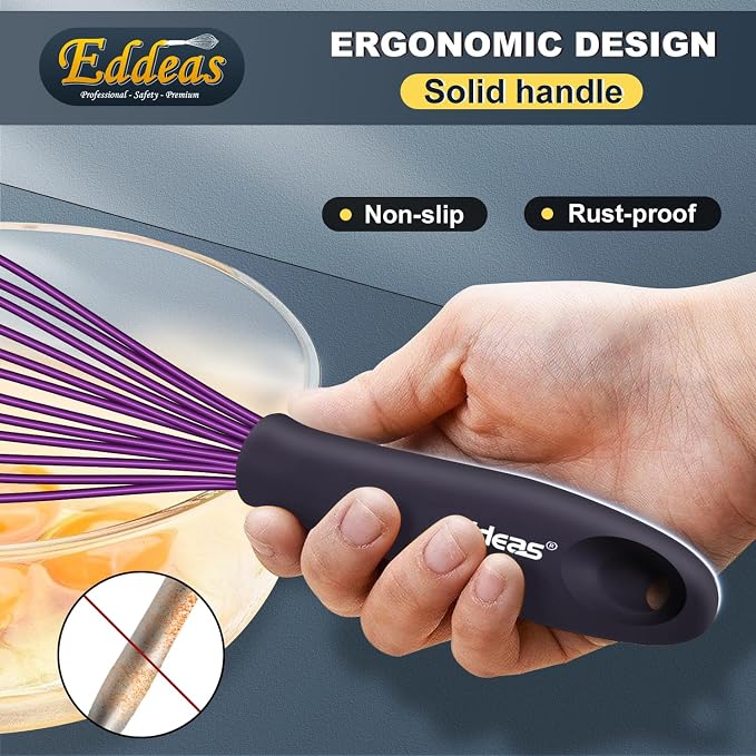 Silicone Whisk, Eddeas Whisk Non-Scratch Coated Whisks set of 3-Heat Resistant - Image 7