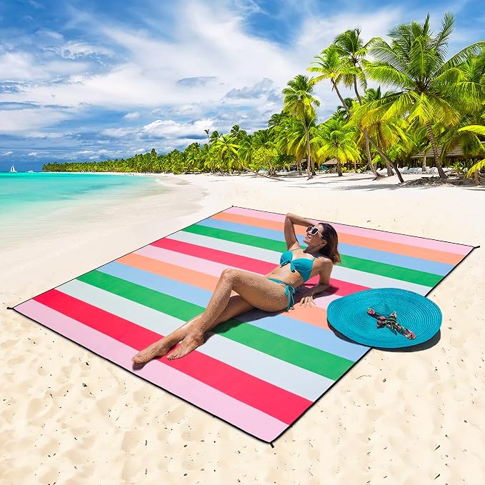 HIHOHO Beach Blanket Waterproof Sandproof Extra Large Beach Mat 79" X - Image 5