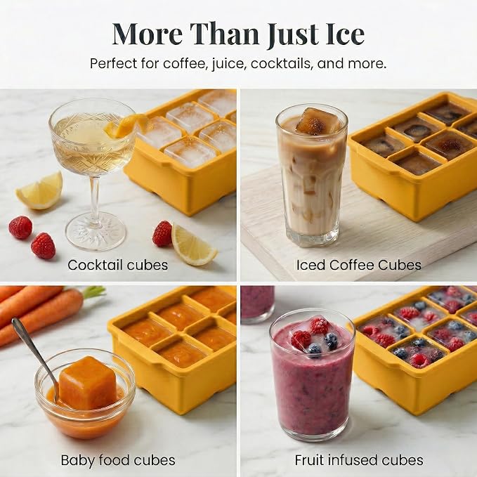 KitchFort Large Silicone Ice Cube Tray, Easy Release 2" Big Ice Cubes - Image 7