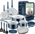 NutriChef Professional 20 Pc Pots and Pans Set Non Stick in Navy Blue by NutriChef%E2%84%A2Kitchen