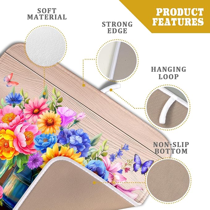 Colorful Flowers Dish Drying Mat - Image 4