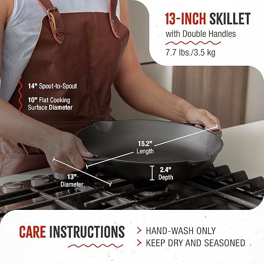 Victoria 13-Inch Cast Iron Skillet, Pre-Seasoned Cast Iron Frying Pan - Image 6