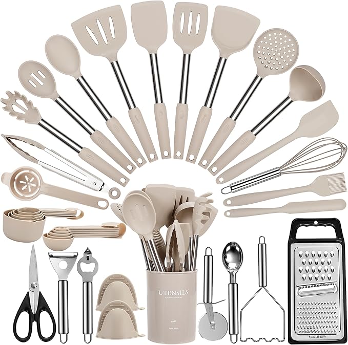 Cooking Utensils Set, 446°F Heat Resistant Food Grade Spatula Set, BPA Free by Fyvva