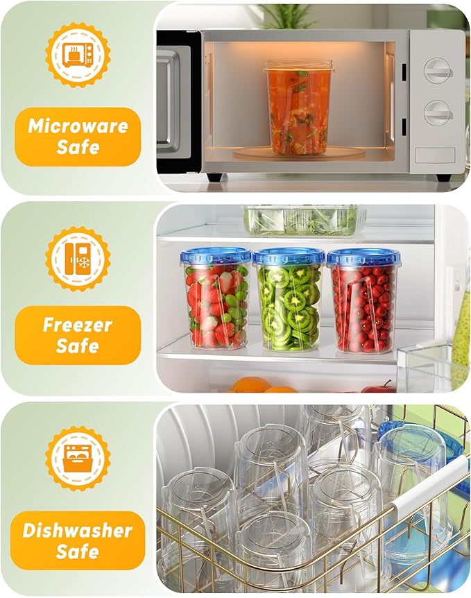 BiuLeon 12 Pack-34 oz Freezer Storage Containers, Plastic Food Storage - Image 4
