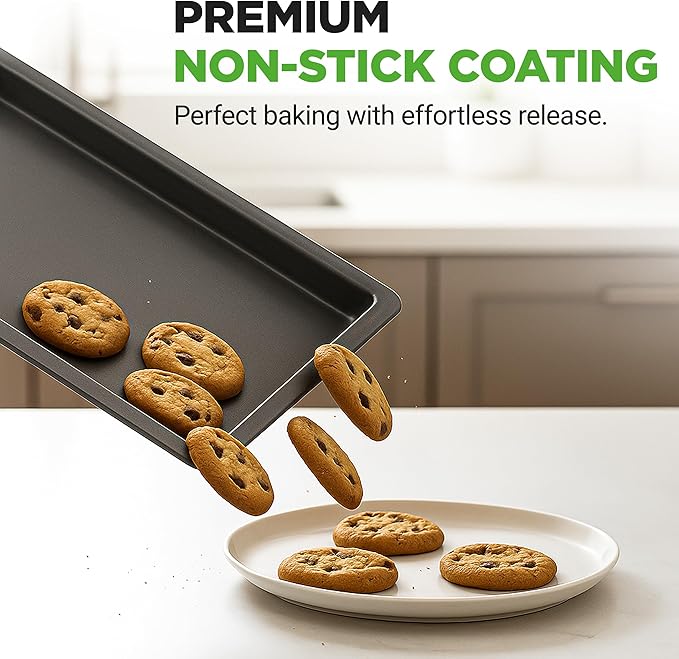 NutriChef 3-Piece Nonstick Baking Sheet Set – Non-Toxic Cookie Sheets - Image 6