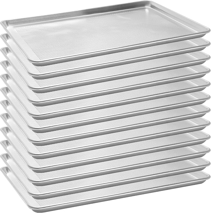 12 Pack Full Size Aluminum Perforated Baking Sheet Pan, Restaurant & Kitchen by FSUON