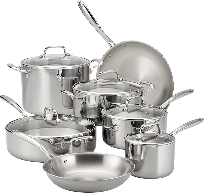 Tramontina Tri-Ply Clad Stainless Steel 12-Piece Cookware Set by Tramontina