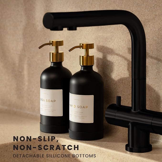 Hand and Dish Soap Dispenser for Kitchen and Bathroom, Stainless Steel Pumps - Image 2