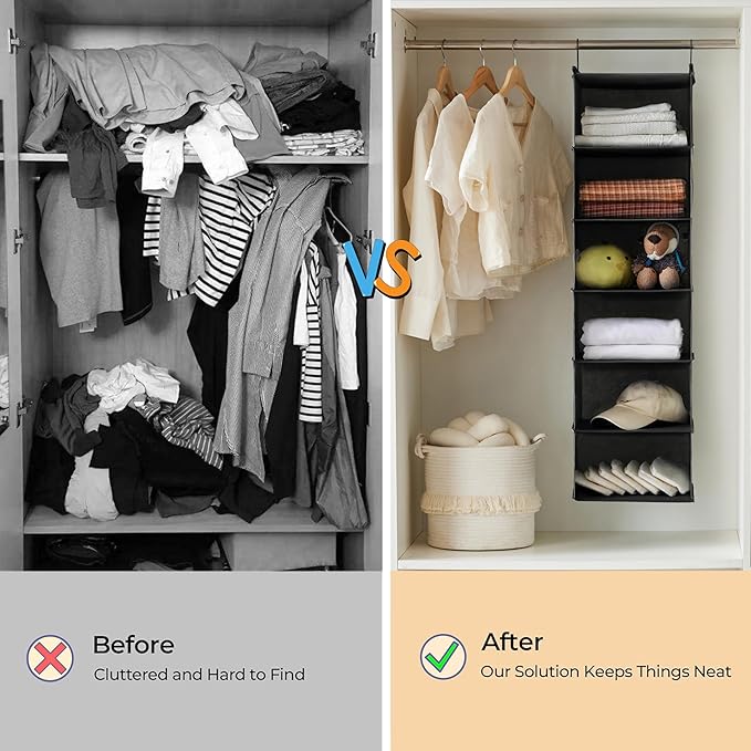 MAX Houser 6 Tier Shelf Hanging Closet Organizer, Closet Hanging Shelf - Image 9