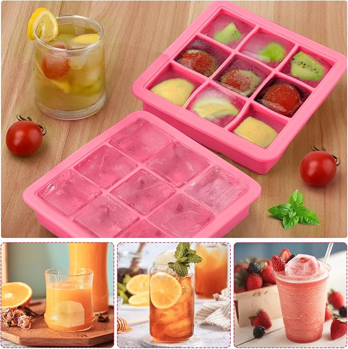 Silicone Ice Cube Tray with Lid, 9x1.3 inch, Small Ice Cube Trays - Image 3