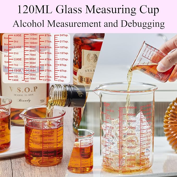 Ackers 7-Piece Glass Measuring Cup Set, Borosilicate Beaker Style Nesting - Image 6