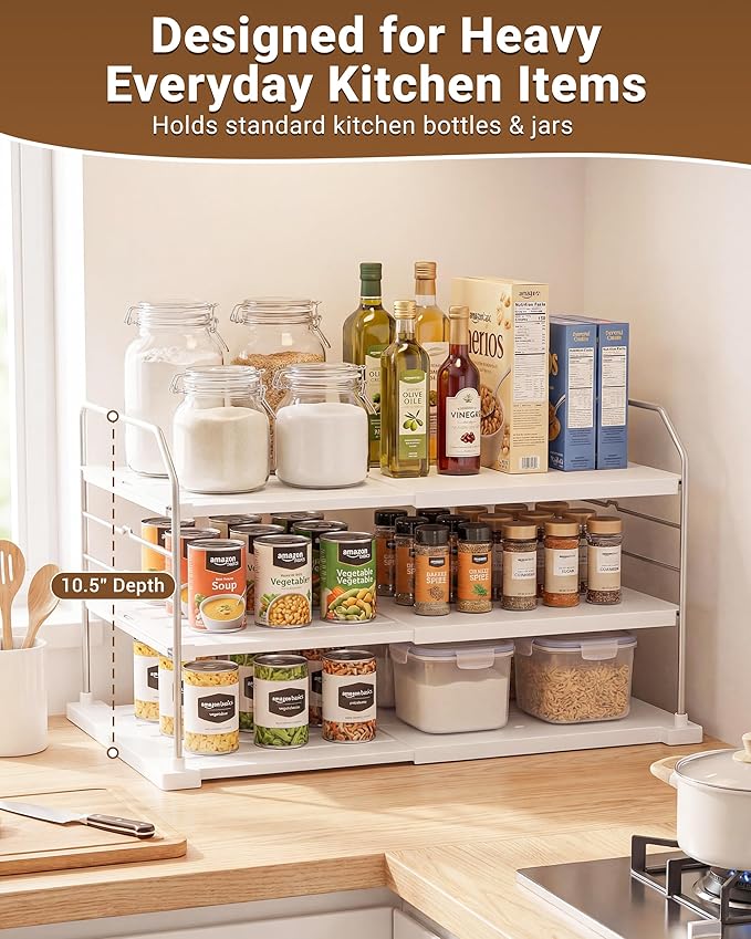 EVERIE Extendable 3-Tier Kitchen Cabinet & Pantry Organizer - Image 5