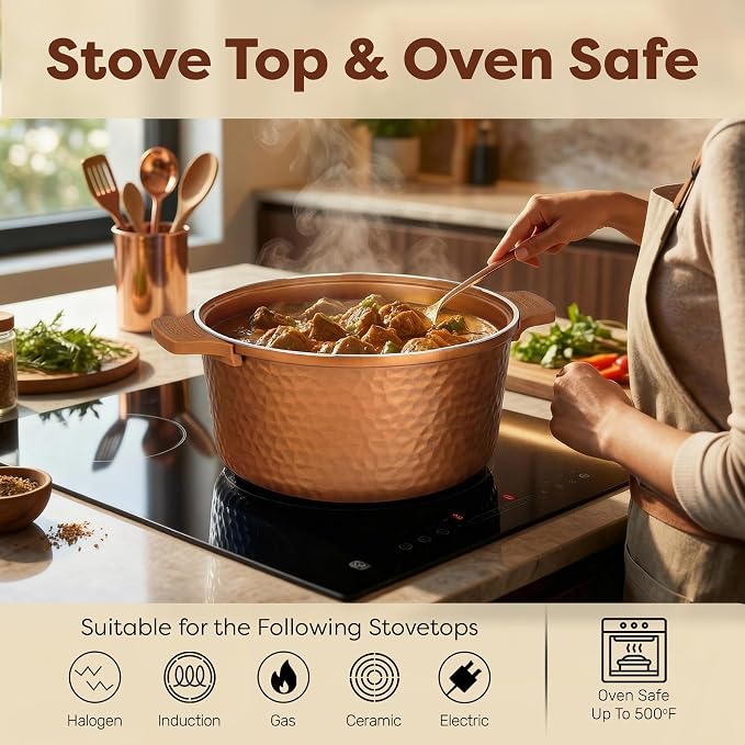 Gotham Steel Hammered 5 Qt Lightweight Dutch Oven Pot - Image 7