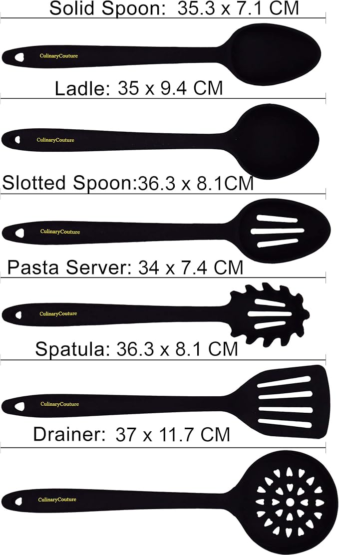 Culinary Couture Black Silicone Kitchen Utensils Set of 6, Non-Stick - Image 8