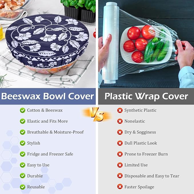 2 Large Reusable Beeswax Bowl Covers - Image 8