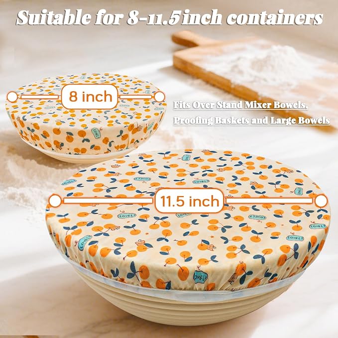 OHIYO Reusable Beeswax Bowl Covers, Elastic Cotton Cloth Sourdough Bread Cover - Image 2