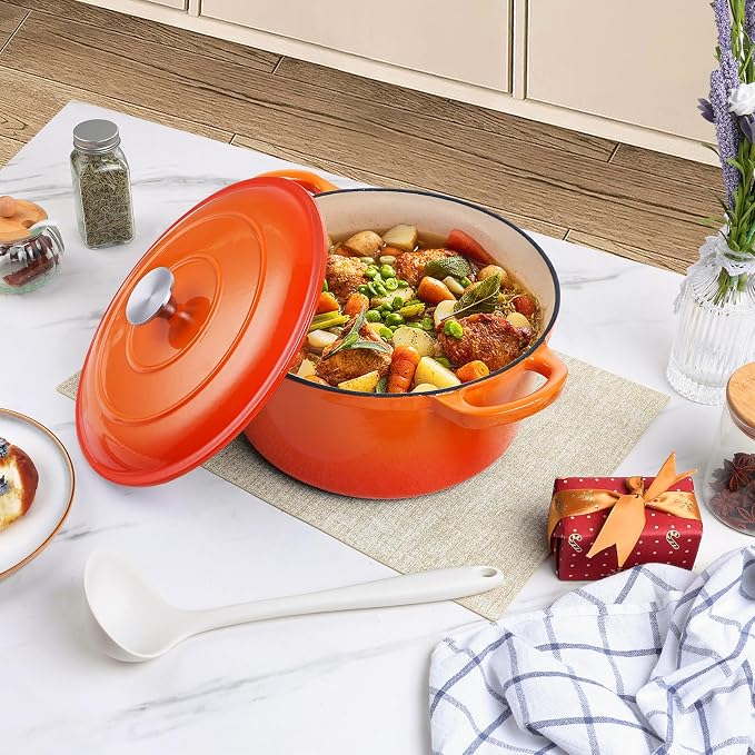 P&P CHEF 6QT Enameled Dutch Oven, Cast Iron Dutch Oven Pot - Image 6