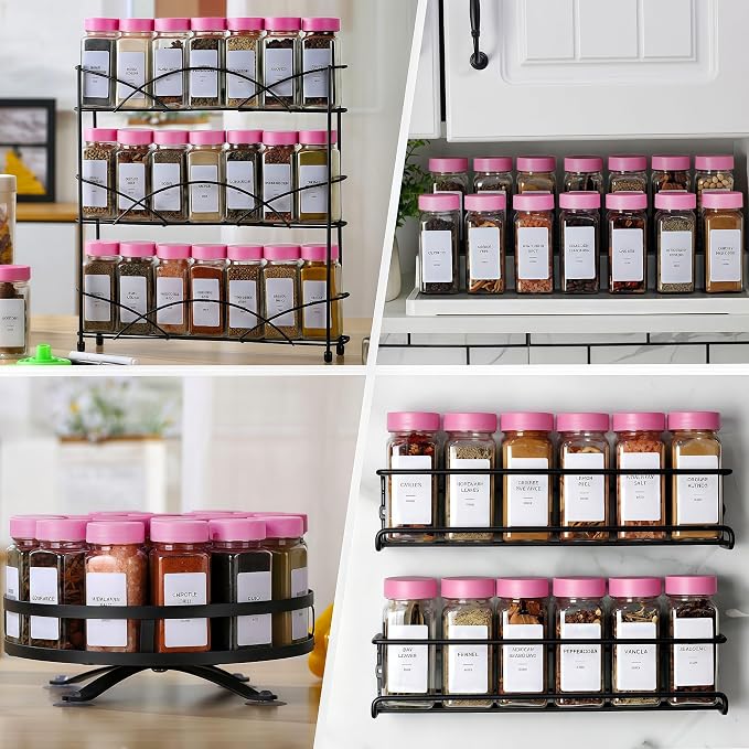 24 Glass Spice Jars with Label-4oz Spice Containers with Lids and Shaker Lids - Image 3
