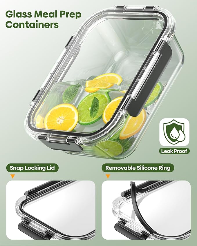 KEMETHY 40 PCS Glass Food Storage Containers - Image 5