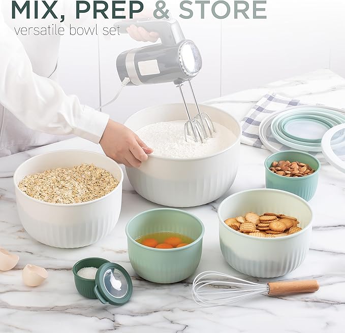 COOK WITH COLOR Prep Bowls with Lids- Wide and Deep Nesting Plastic Small - Image 2