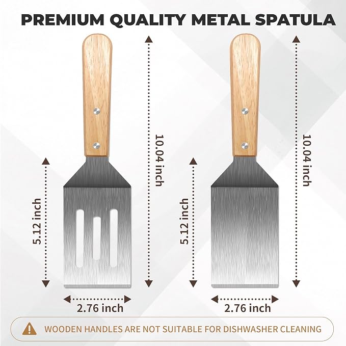 Stainless Steel Spatula Set, 2 Pieces Metal Spatula - Image 3