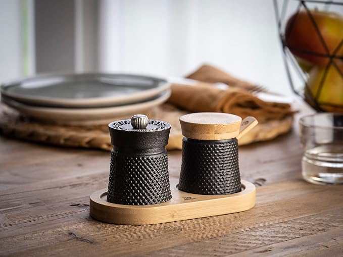 Peugeot Bali Black Cast-Iron Pepper Mill and Salt Cellar. - Image 2