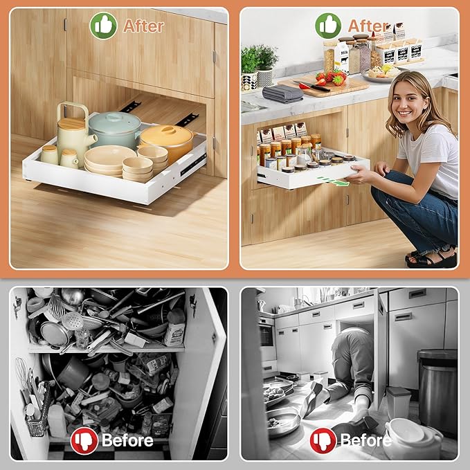 1 Pack Pull out Cabinet Organizer, Width Depth, - Image 7