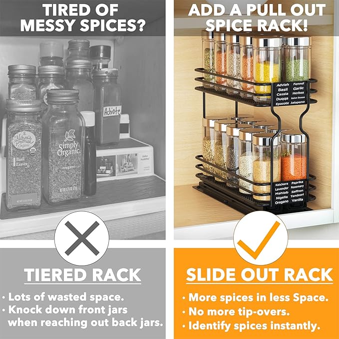 SpaceAid Pull Out Spice Rack Organizer - Image 2