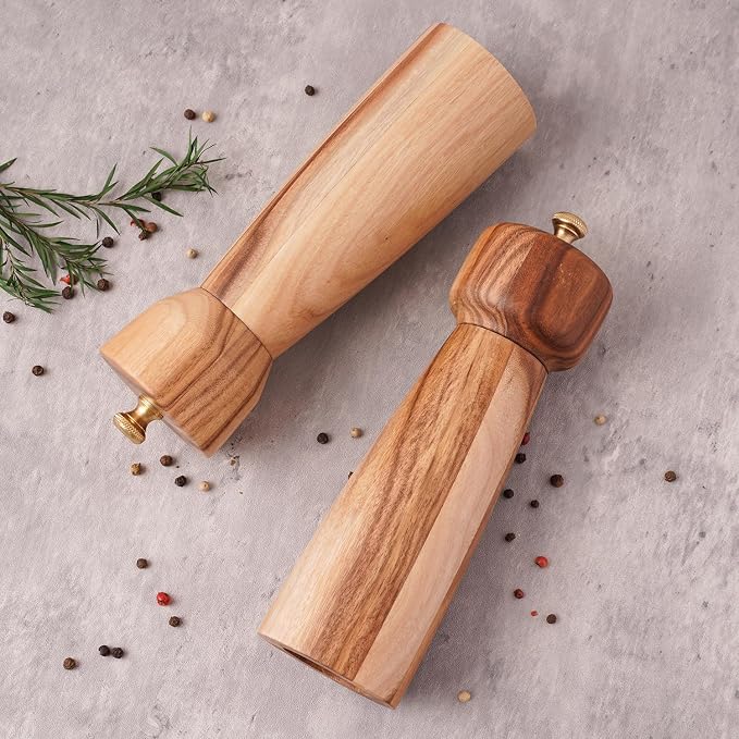 Salt and Pepper Mill Set with Tray, Adjustable Ceramic Grinder Salt Mill - Image 3