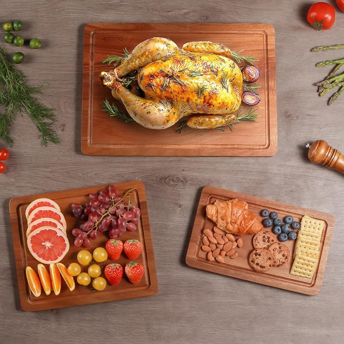 Wood Cutting Boards for Kitchen, Acacia Wooden Cutting Board Set, Charcuterie - Image 7