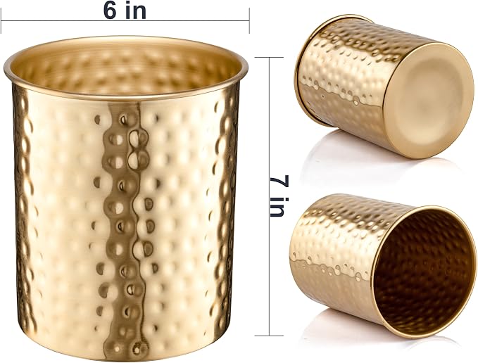 Monarch Abode Kitchen Utensil Holder – Hand Hammered Metal Brushed Gold Utensil - Image 3