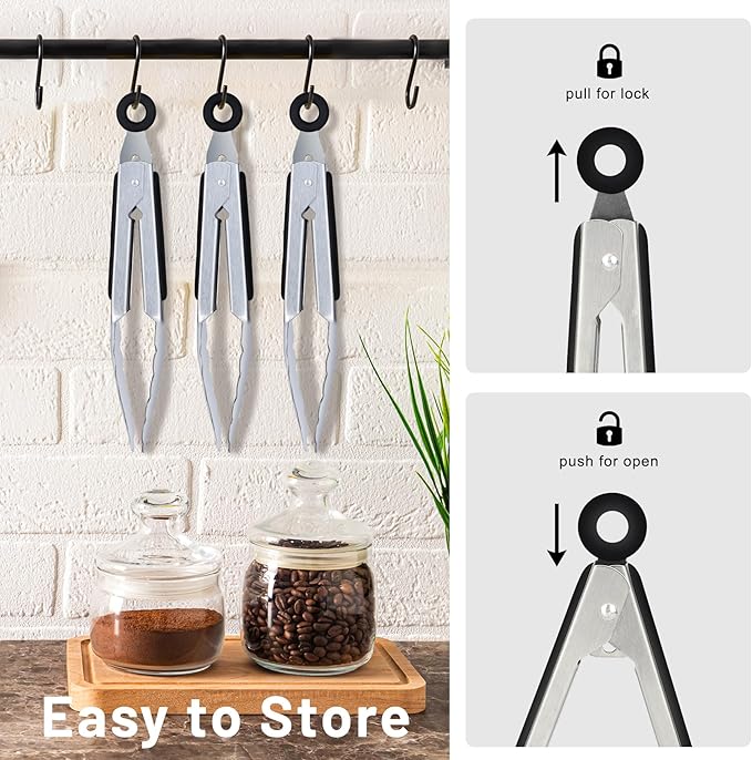 Hotec Mini Stainless Steel Kitchen Tongs - Image 8