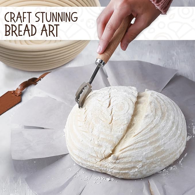 Superbaking 9' Round Banneton Bread Proofing Basket Gift Set– Sourdough Starter - Image 5