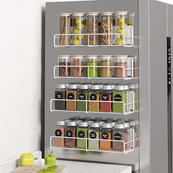 Mystozer 4 Pack Magnetic Spice Rack Organizer, Space Saver by Mystozer