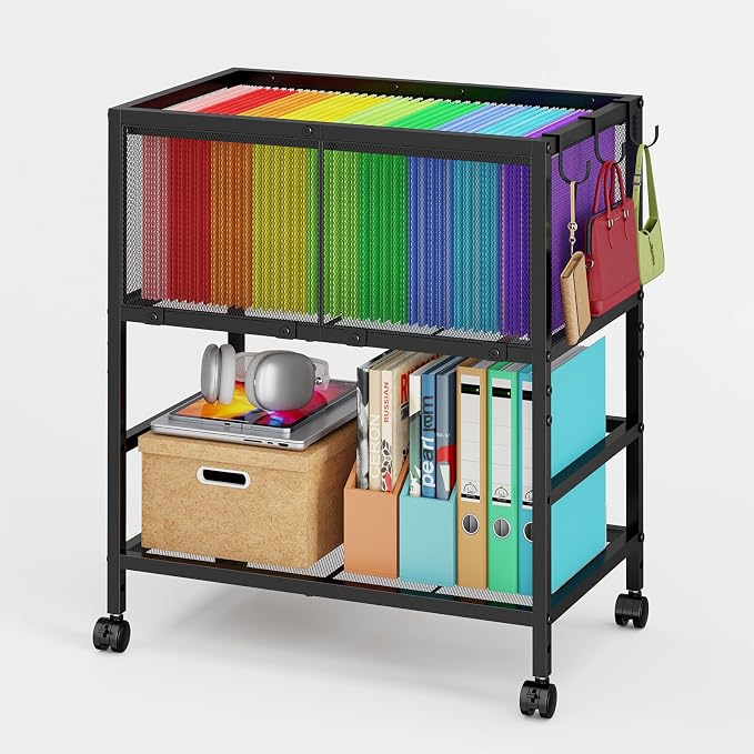 Rolling File Cart for Letter Size, Metal Hanging File Organizer by keomaisyto