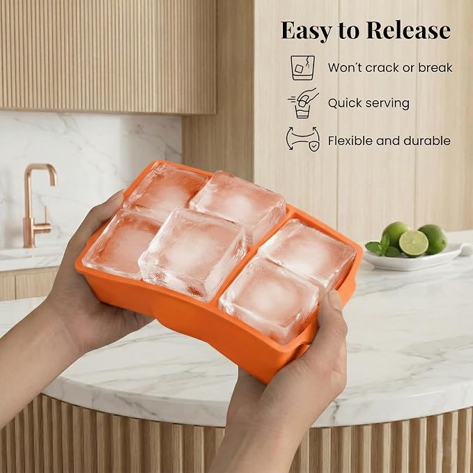 KitchFort Large Silicone Ice Cube Tray, Easy Release 2" Big Ice Cubes - Image 3