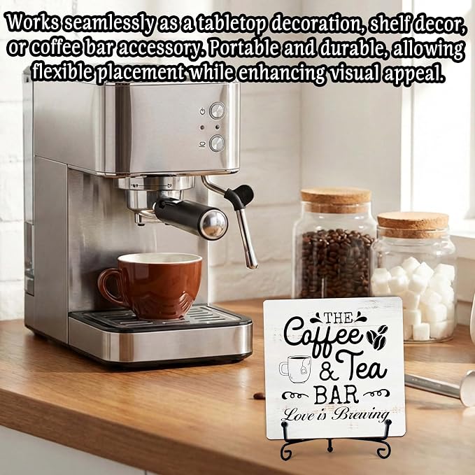 Coffee Bar Sign, Love is Brewing Farmhouse Tabletop Decor, Coffee and Tea Lover - Image 4