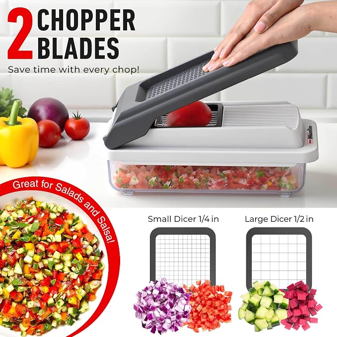 Mueller Vegetable Chopper Mandoline Slicer, Food Veggie Chopper, Cheese Grater - Image 3