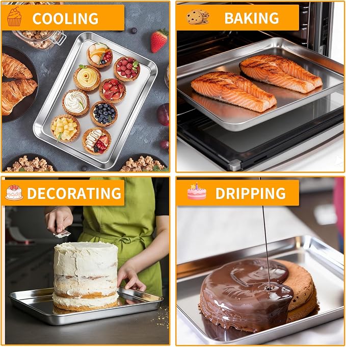 CEKEE Baking Sheet Set of 4, Stainless Steel Cookie Sheets - Image 6