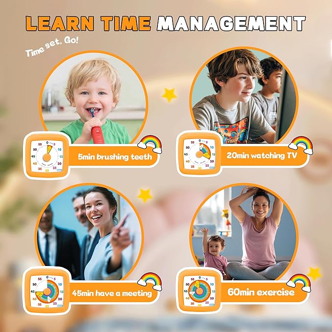 Visual Timer for Kids 60 Minute, Rainbow Countdown Clock - Image 7