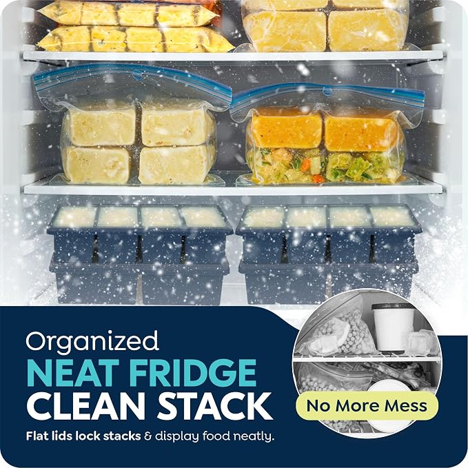 Silicone Freezer Trays with Lids, 2 Cup & 1 Cup Soup Container Style Ice Cube - Image 6