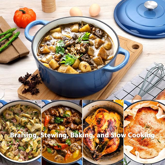 E-far 6 Quart Enameled Cast Iron Dutch Oven - Image 5