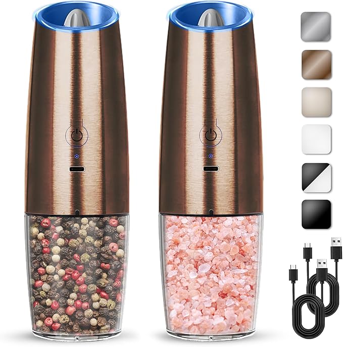 Rechargeable Electric Salt And Pepper Grinder Set, Automatic Gravity Electric by KIARYUOLL