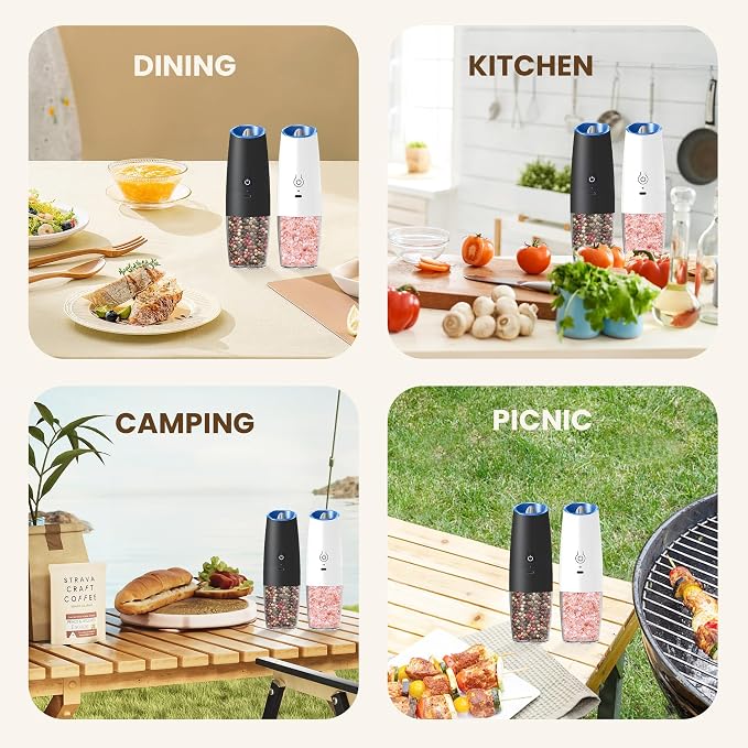 Rechargeable Electric Salt And Pepper Grinder Set, Automatic Gravity Electric - Image 7