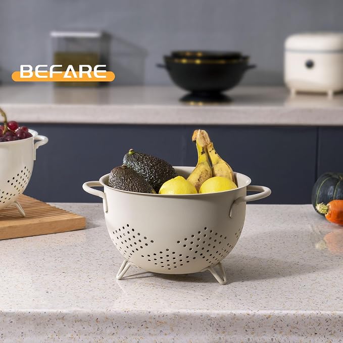Metal Colander 5 Quart Powder Coated Self-draining Metal Strainer - Image 7
