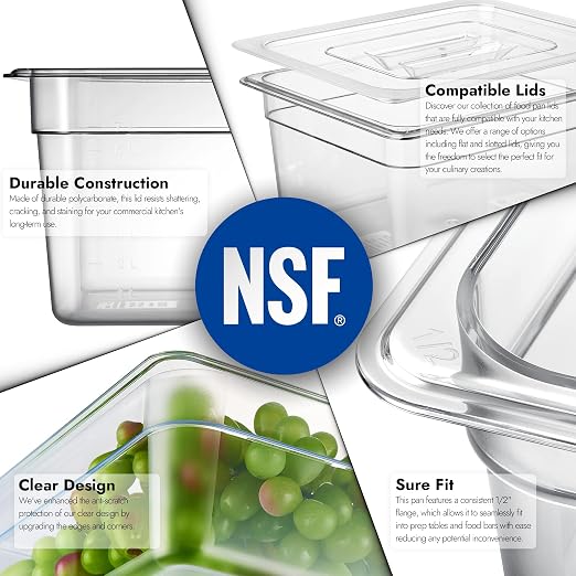 CURTA 6-Pack 1/2 Size 6" Deep NSF Polycarbonate Food Pans | Dishwasher & - Image 5