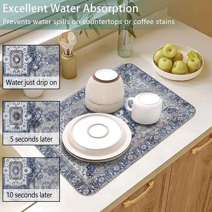 Dish Drying Mat for Kitchen Counter 2 Pack - Image 4